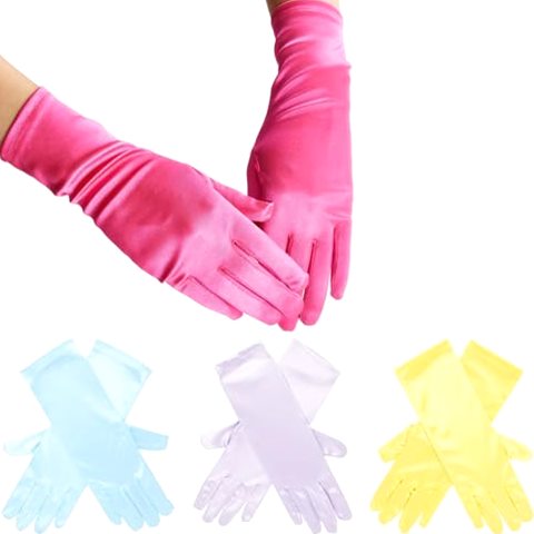 Juvale 4 Pairs of Satin Princess-Style Gloves For Little…