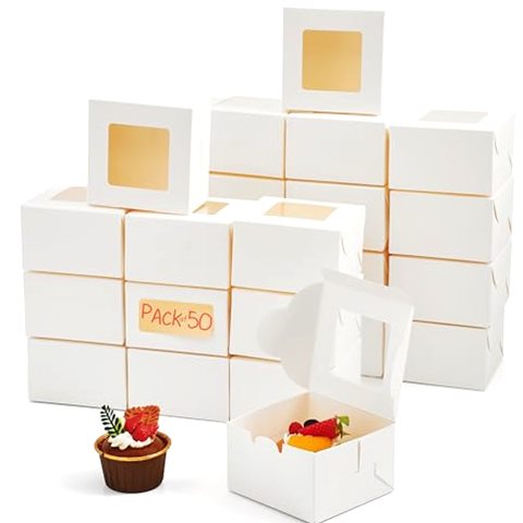 Juvale 4x4x2.5 Mini Dessert Boxes with Window for Bakery