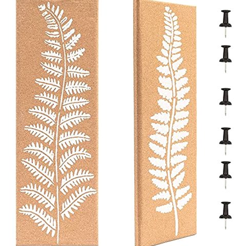 Juvale Cork Bulletin Board Narrow Frameless Leaf Print