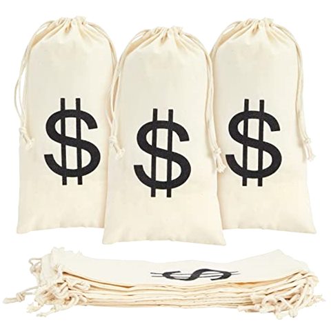 Juvale Drawstring Money Bags for 1920s Party Decorations