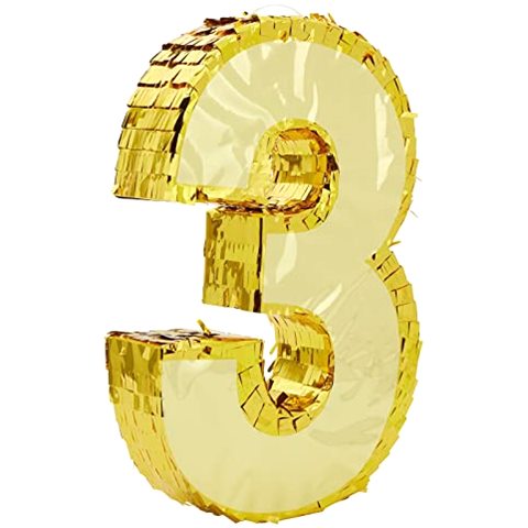 Juvale Gold Foil Number 3 Pinata