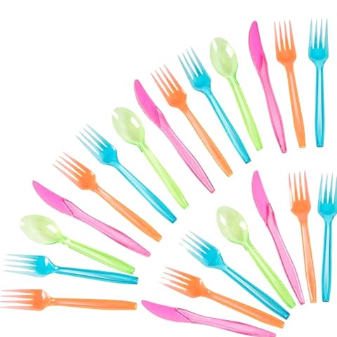 Juvale Rainbow Plastic Silverware Set