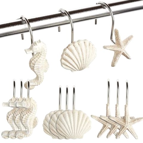 Juvale Seashell Shower Curtain Hooks