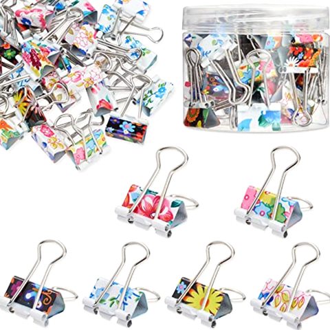 Juvale Small Floral Binder Clips