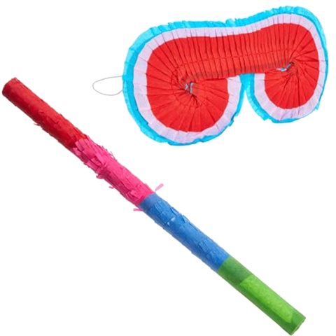 Juvale Small Pinata Stick & Blindfold Set