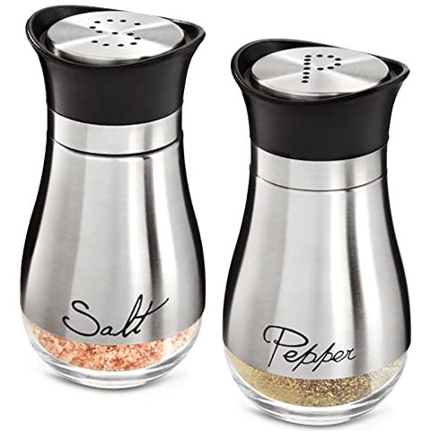 Juvale Stainless Steel Salt and Pepper Shaker Set with Glass…