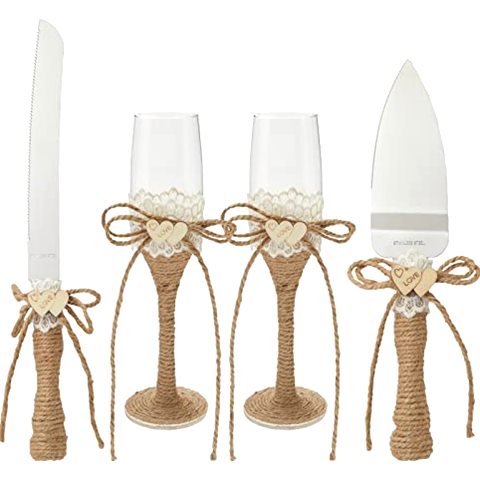 Juvale Wedding Decor Rustic Cake Knife & Server Set with…
