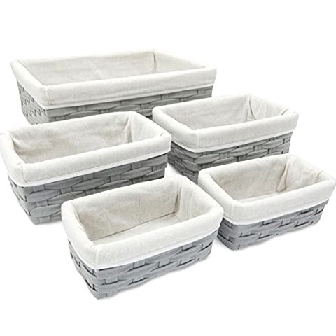 Juvale Wicker Nesting Baskets with Cloth Lining